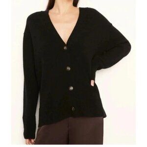 VINCE Women Wool Cashmere Weekend Button Black Small Cardigan Luxury Academia